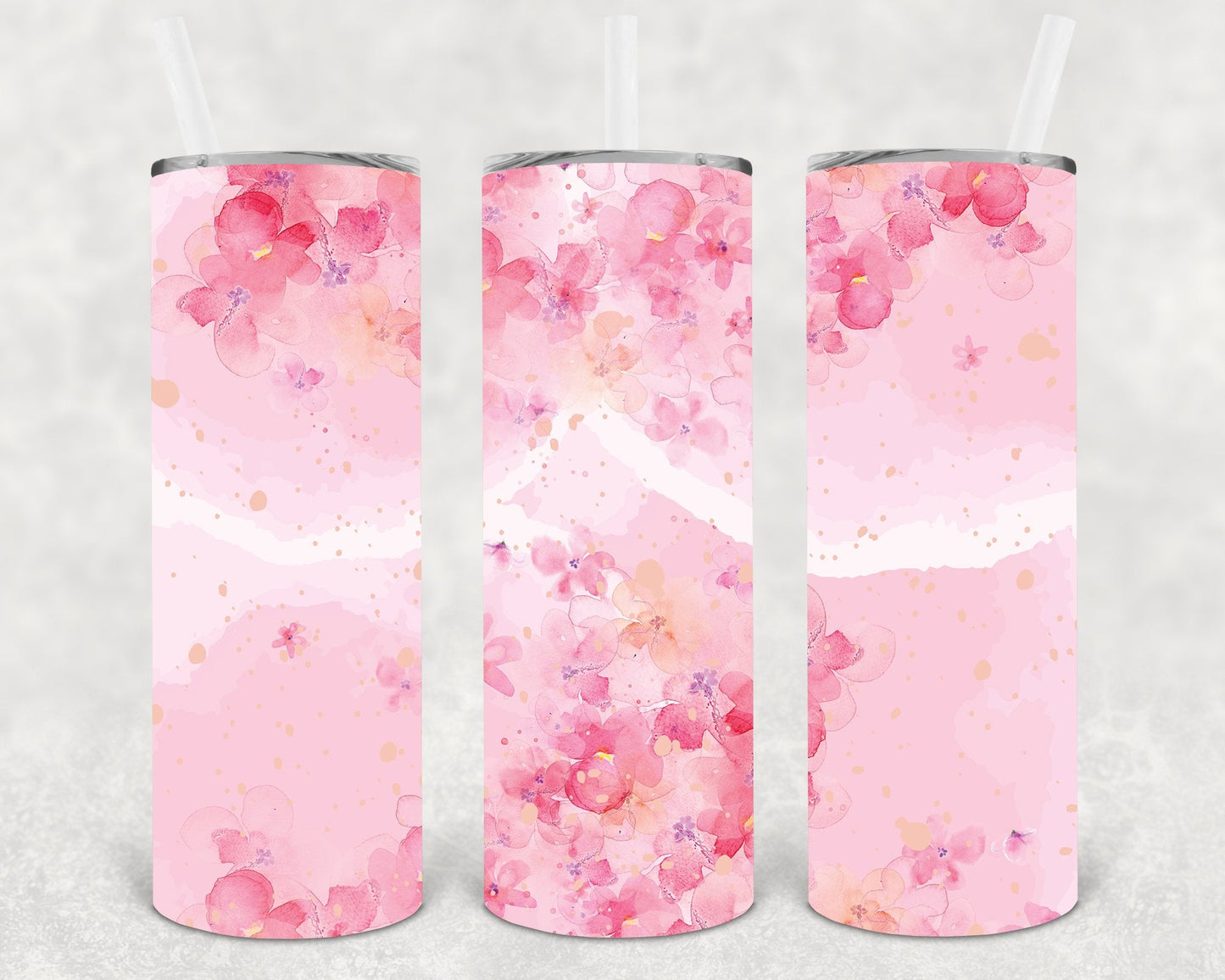 Watercolor Flowers 20 oz Skinny Tumbler