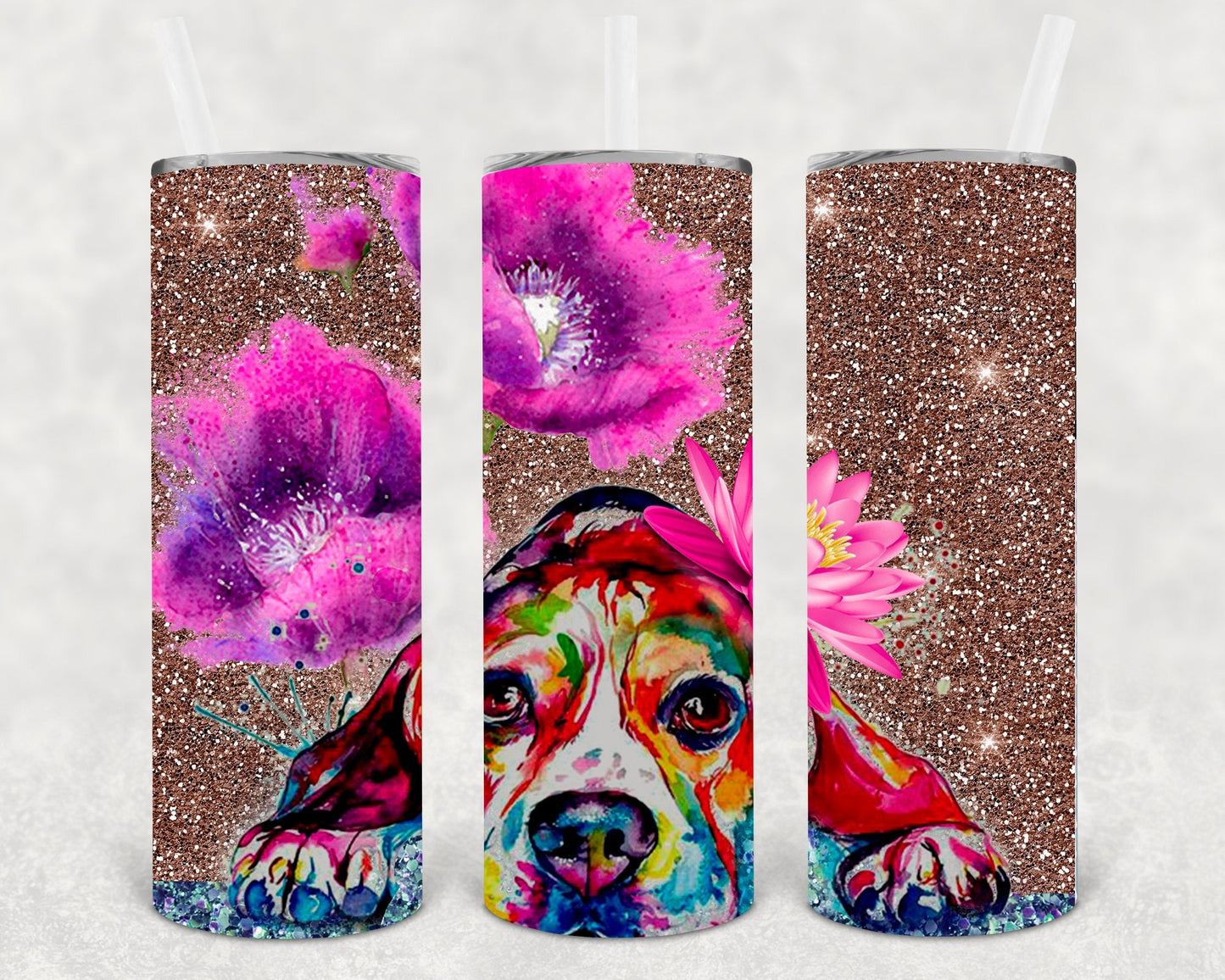 Watercolor Dog 20 oz Skinny Tumbler