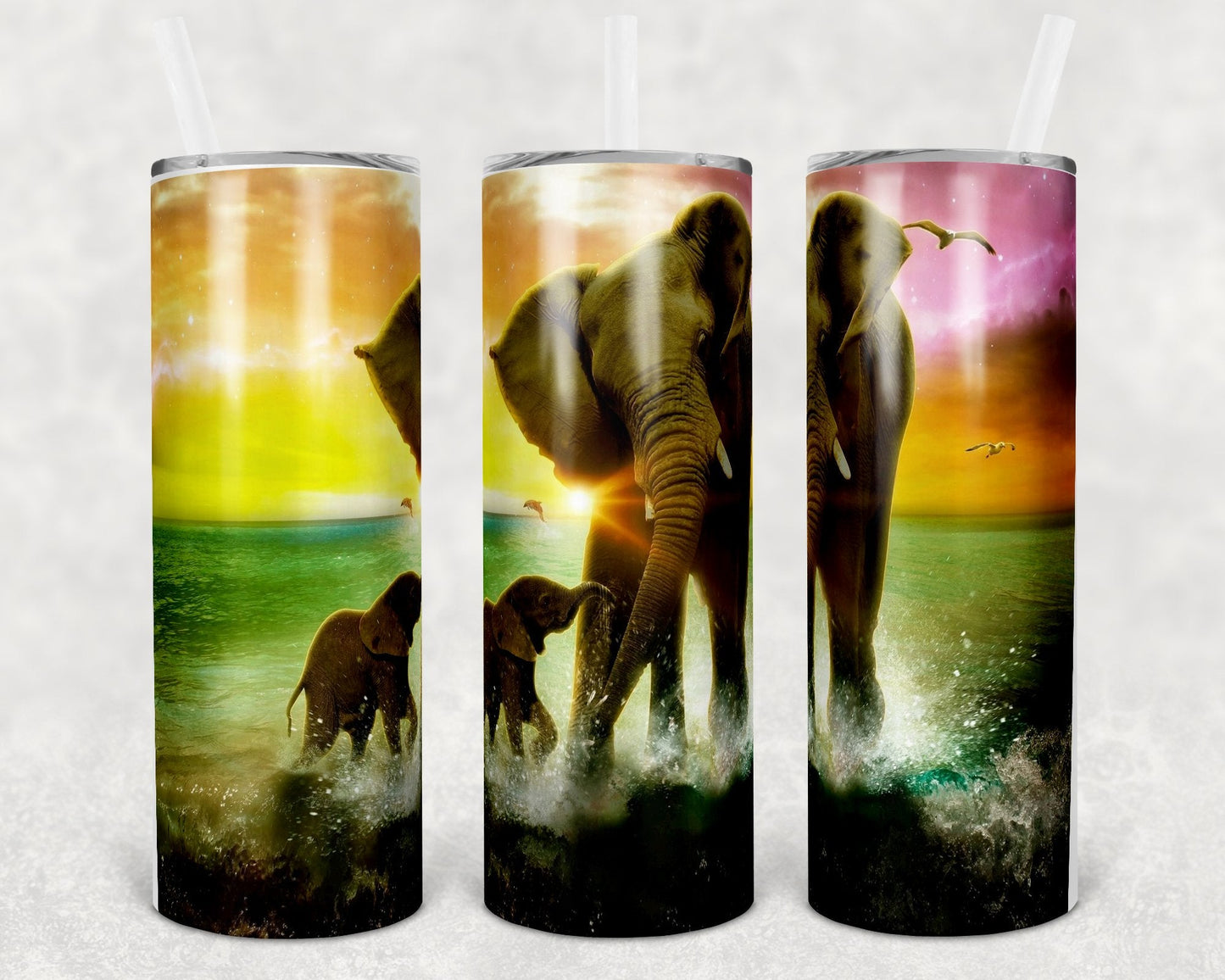 Mama and Baby Elephant 20 oz Skinny Tumbler