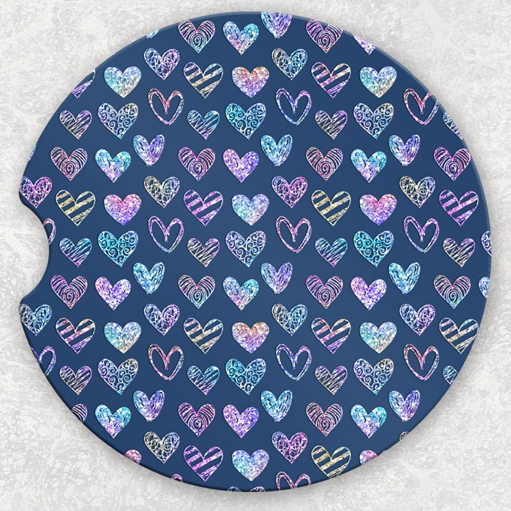 Car Coaster Set - Blue Hearts