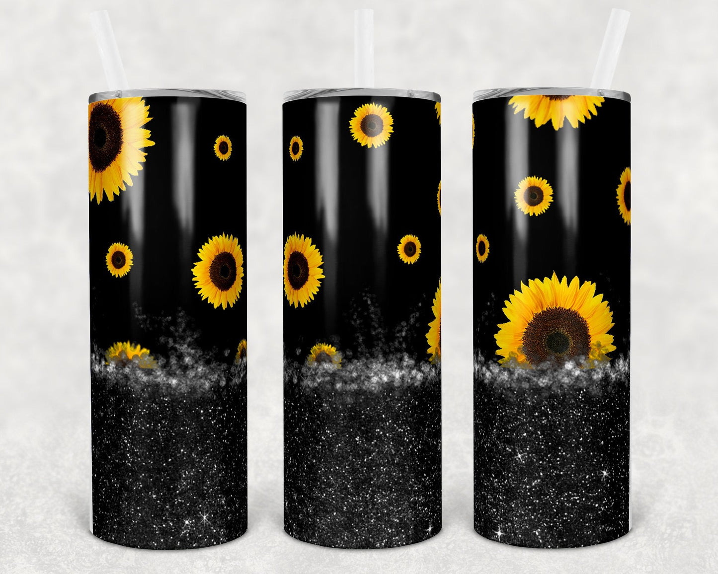 Black Sunflowers 20 oz Skinny Tumbler