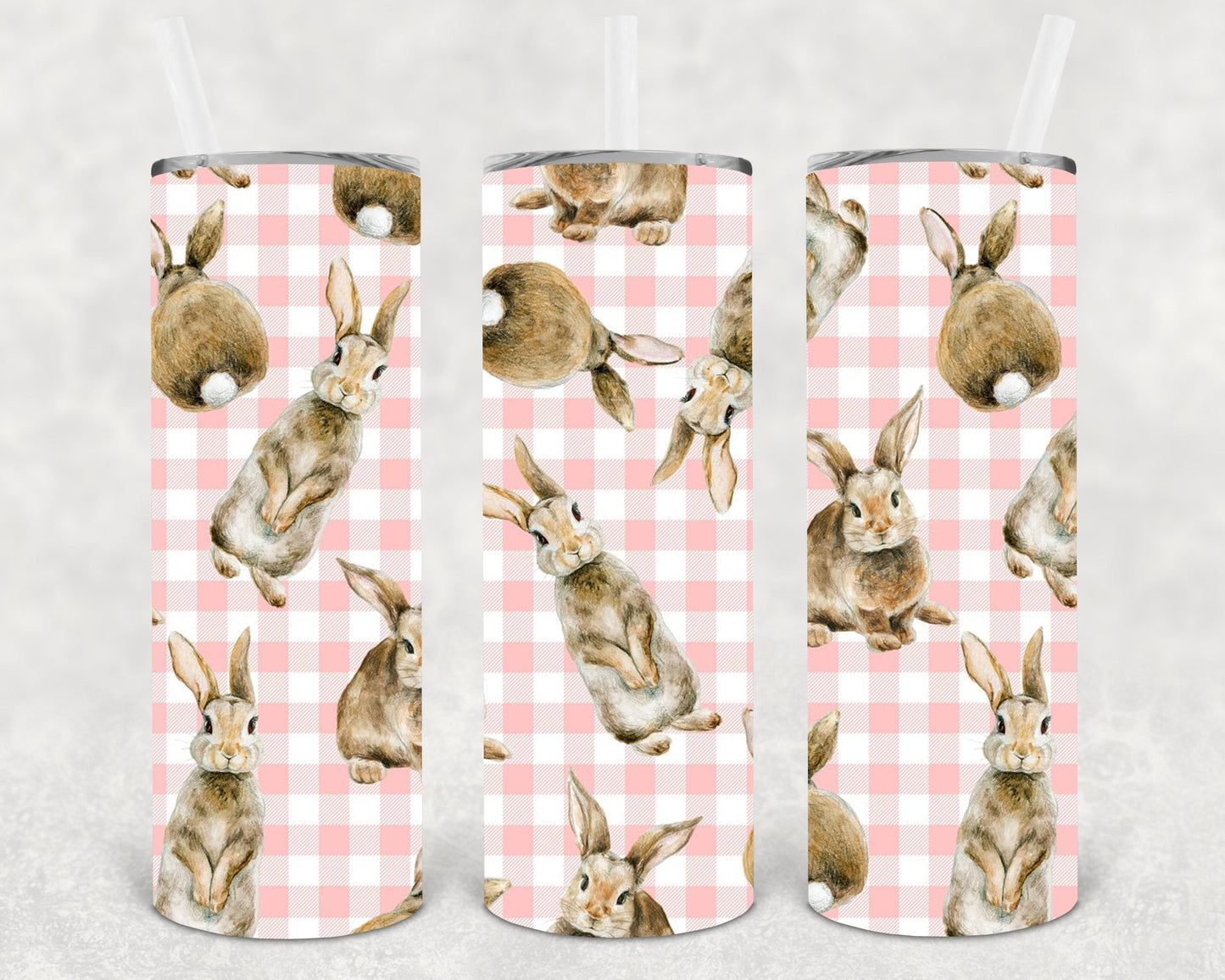 Plaid Easter Bunnies 20 oz Skinny Tumbler