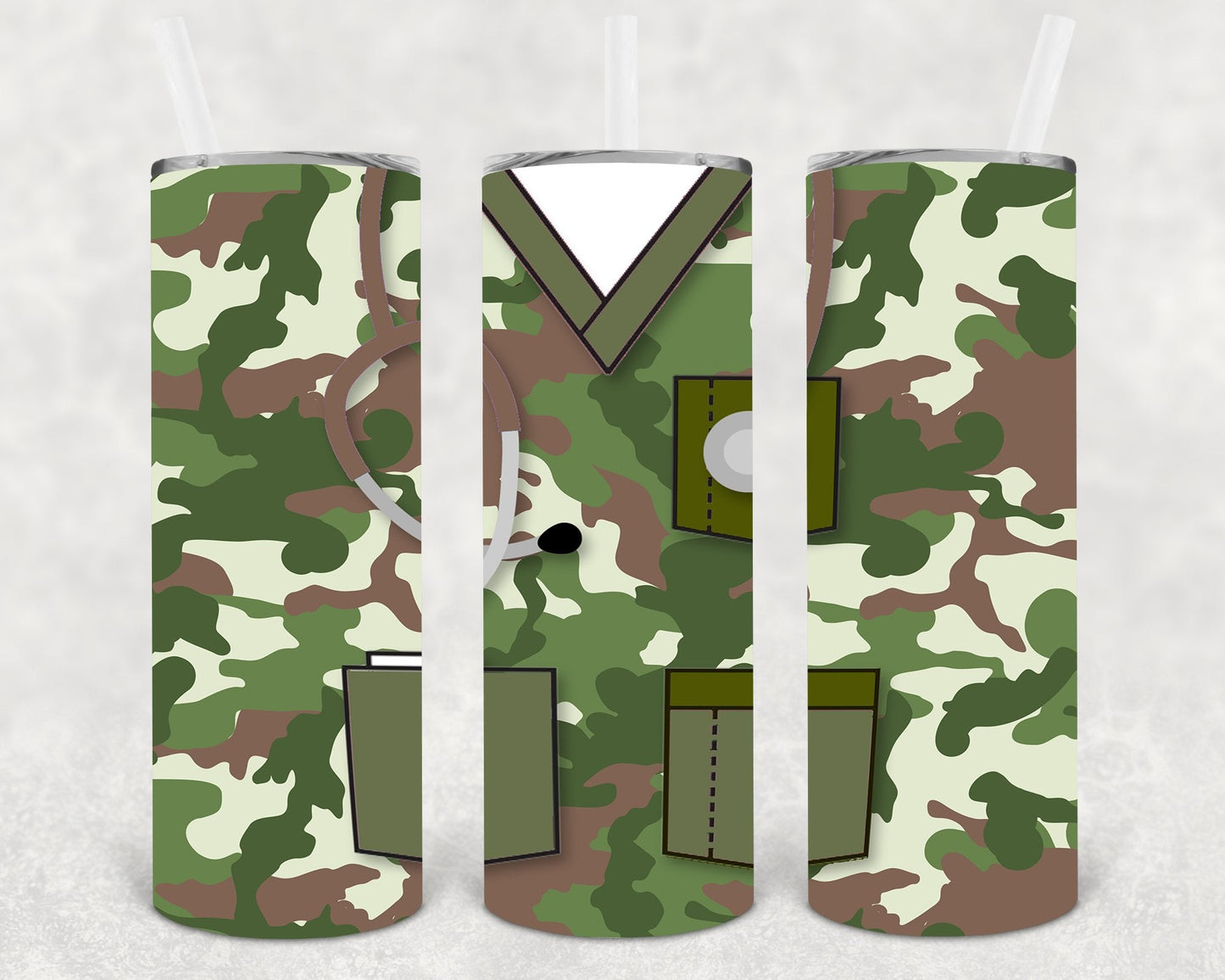 Camo Scrubs 20 oz Skinny Tumbler