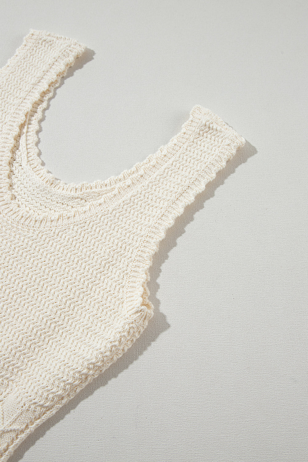 Beige Mix Texture Knitted Sleeveless Sweater Dress