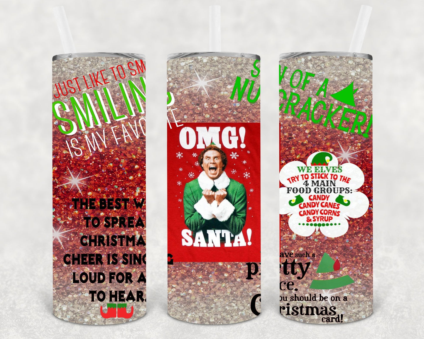 Elf OMG Santa 20 oz Skinny Tumbler
