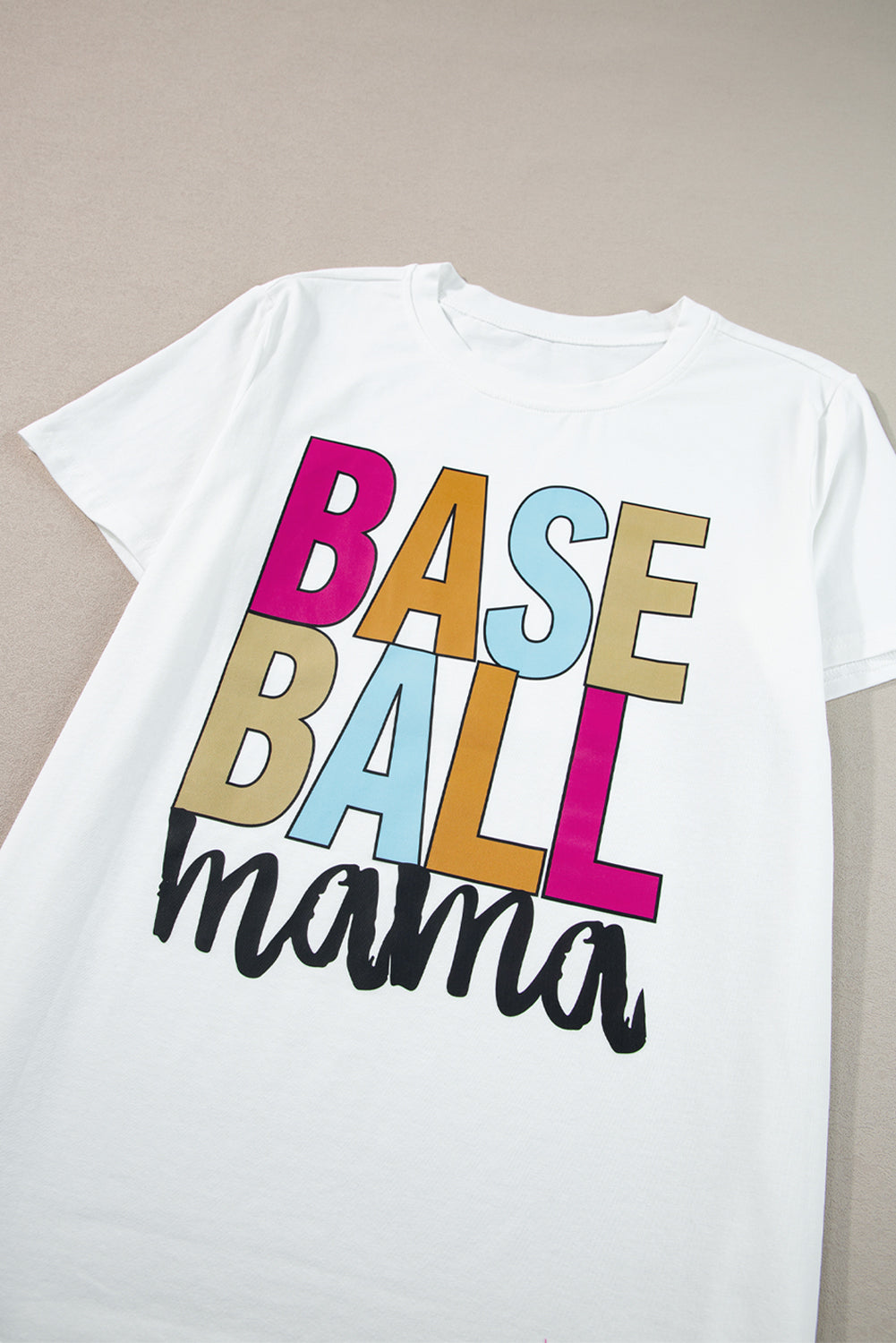 White Baseball Mama Multi Color Graphic Tee