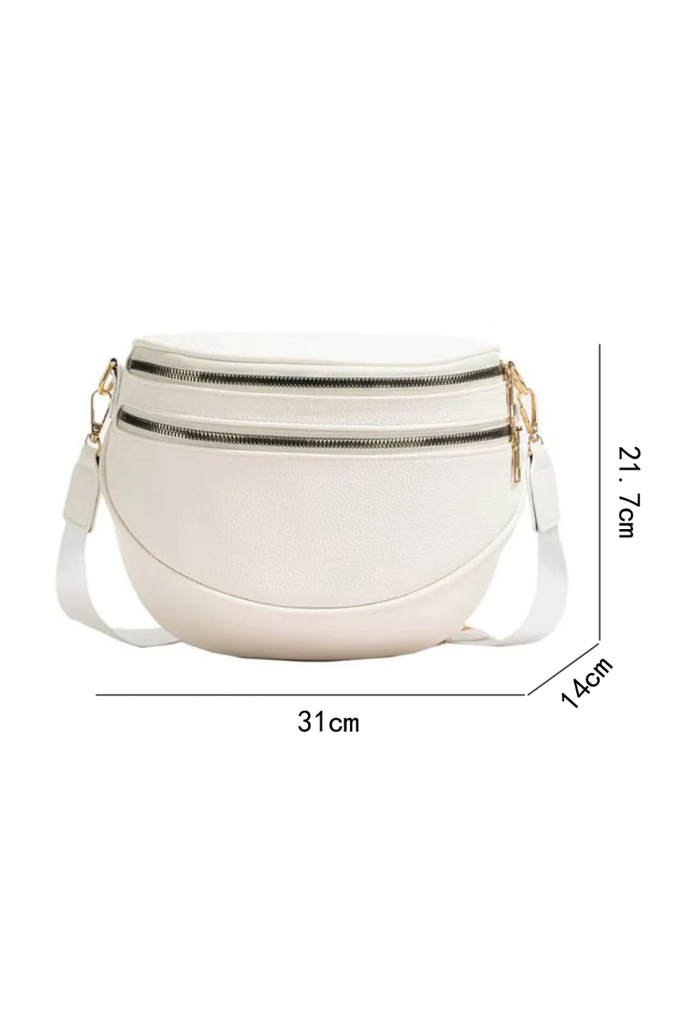 Cinnamon PU Leather Double Zipper Crossbody Bag
