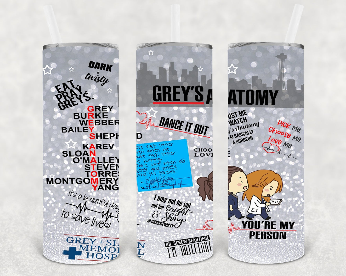 Grey's Anatomy 20 oz Skinny Tumbler
