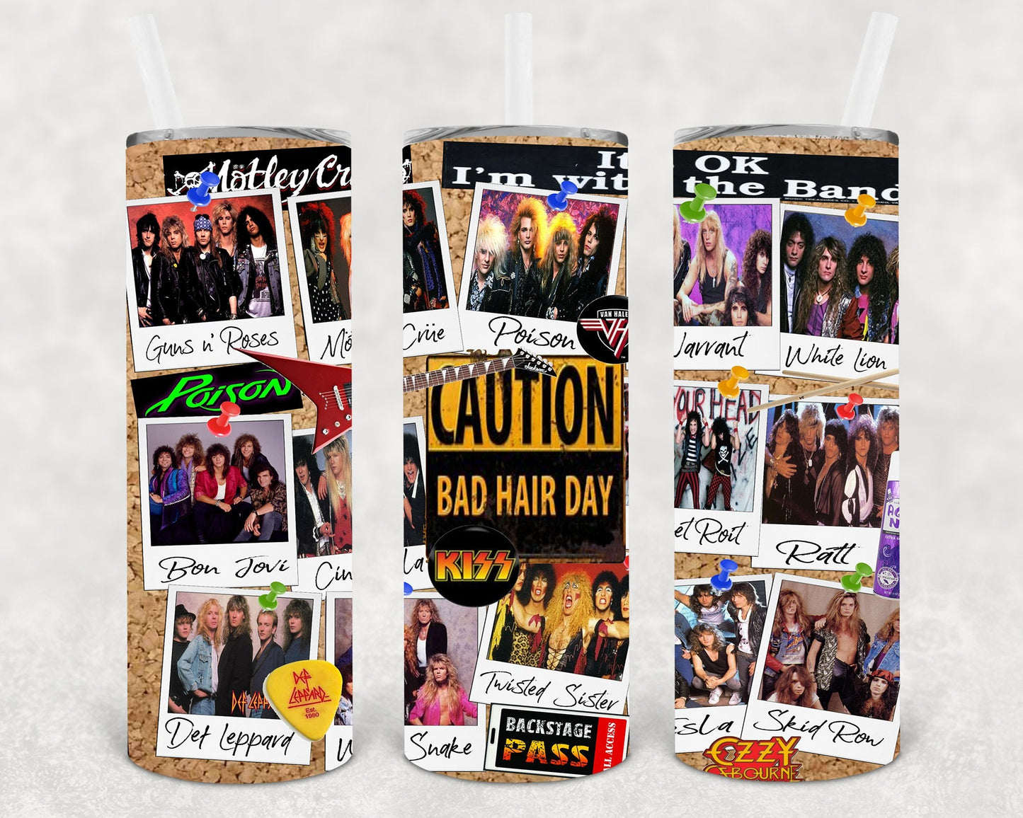 80s Hair Bands 20 oz Skinny Tumbler