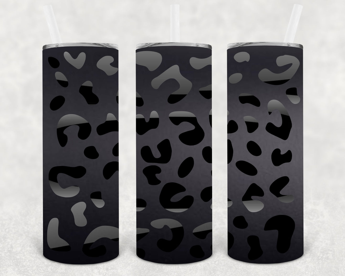 Matte Black Leopard 20 oz Skinny Tumbler