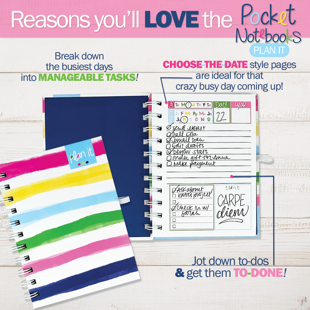 Pocket Notebooks | List, Plan, Doodle | 5 Styles