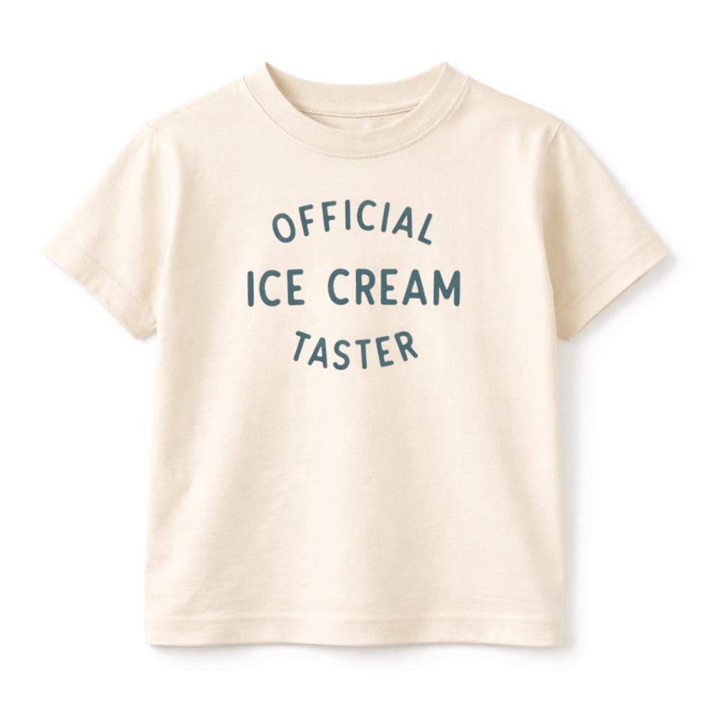 Official Ice Cream Taster Kids Graphic Cotton T-Shirt