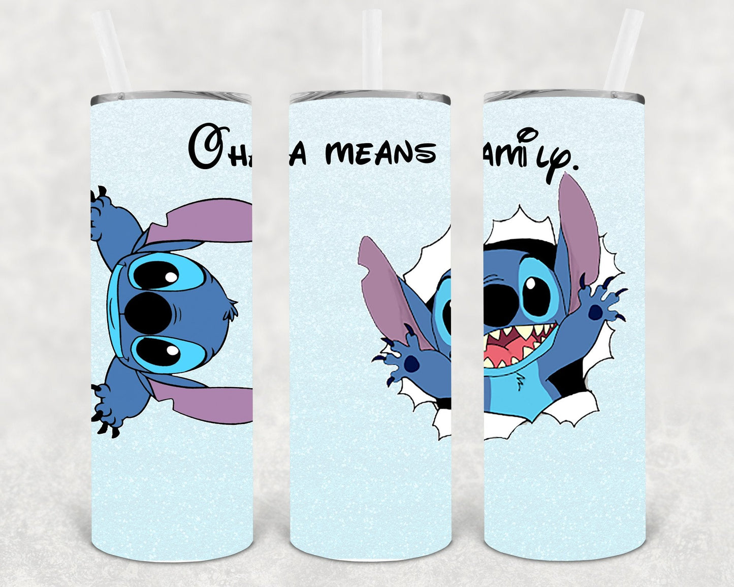 Ohana Means Family 20 oz Skinny Tumbler