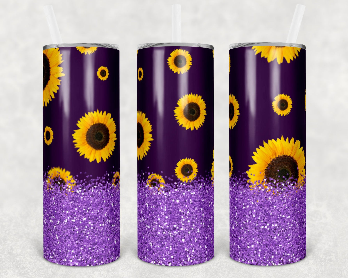 Purple Sunflowers 20 oz Skinny Tumbler