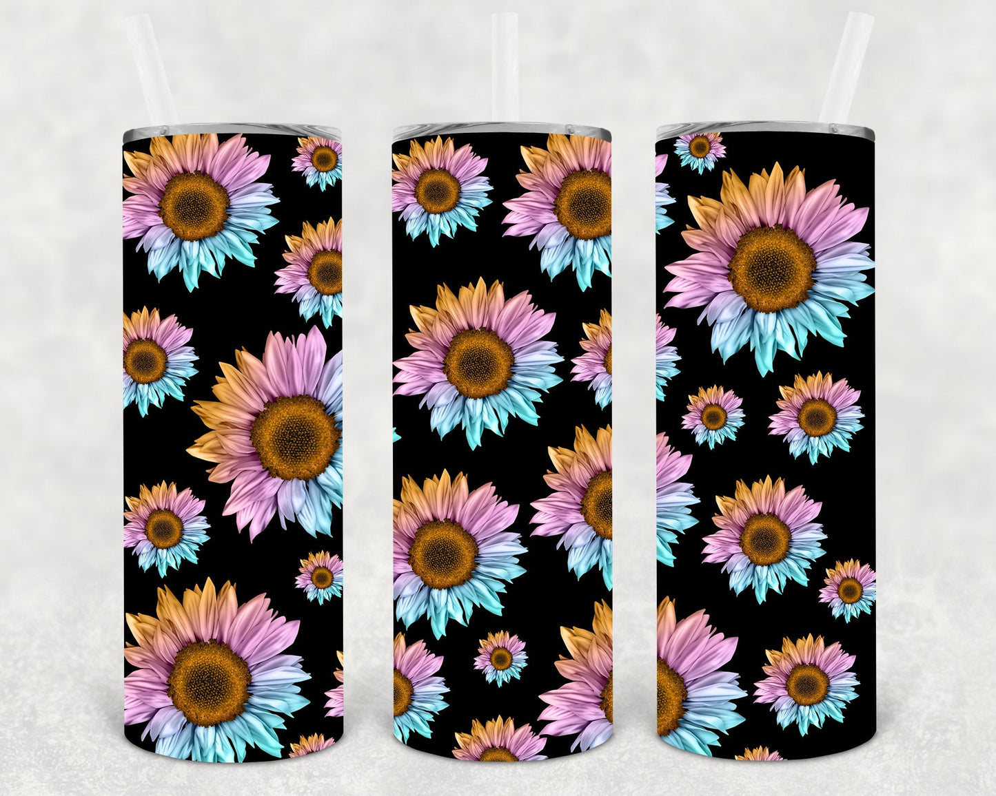 Rainbow Flower 20 oz Skinny Tumbler