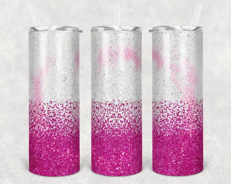 Pink Glitter 20 oz Skinny Tumbler