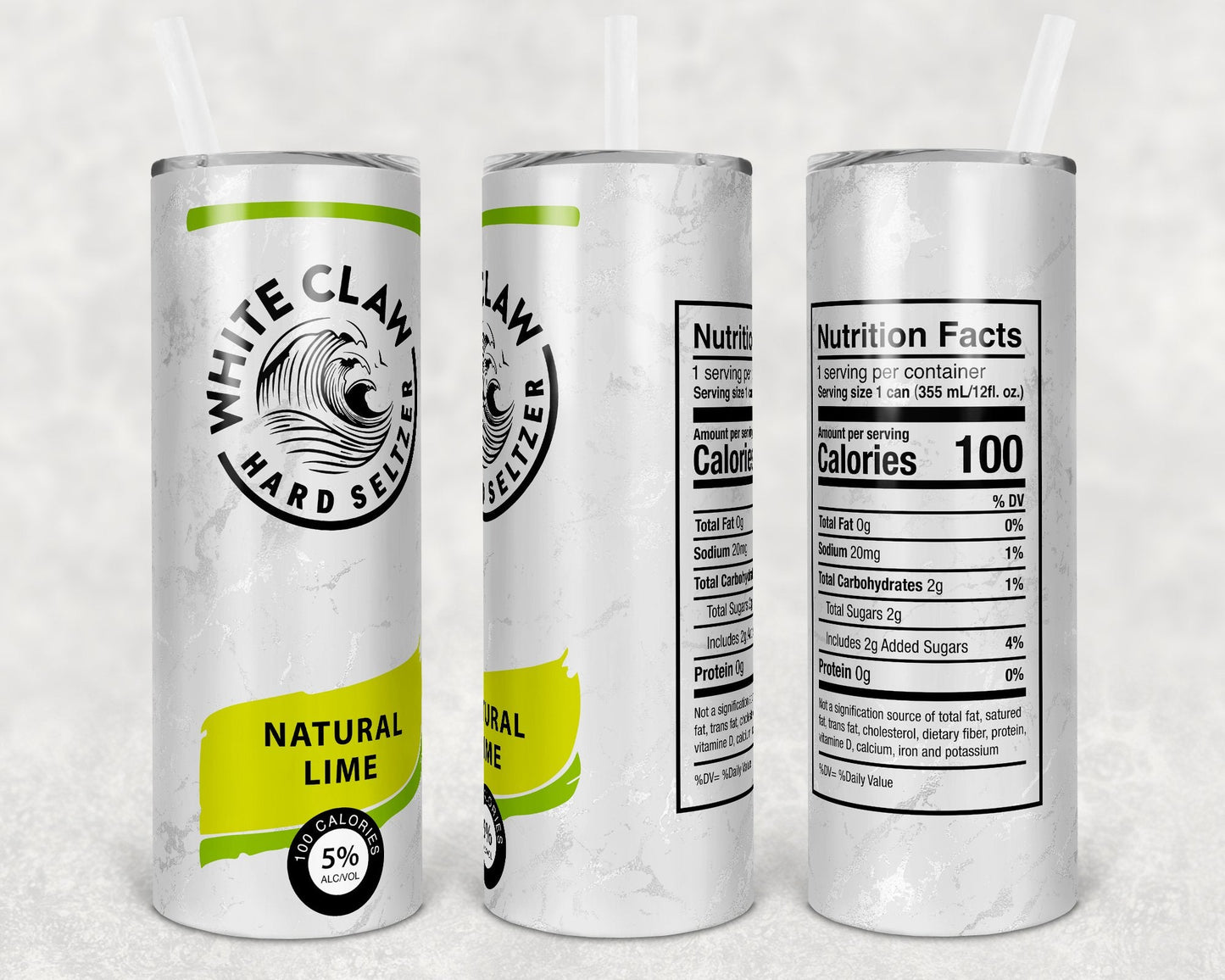 White Claw Natural Lime 20 oz Skinny Tumbler