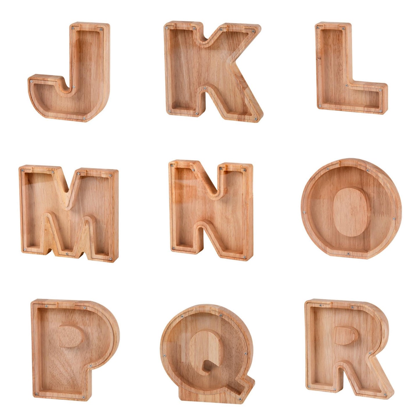 Wooden initial piggy bank