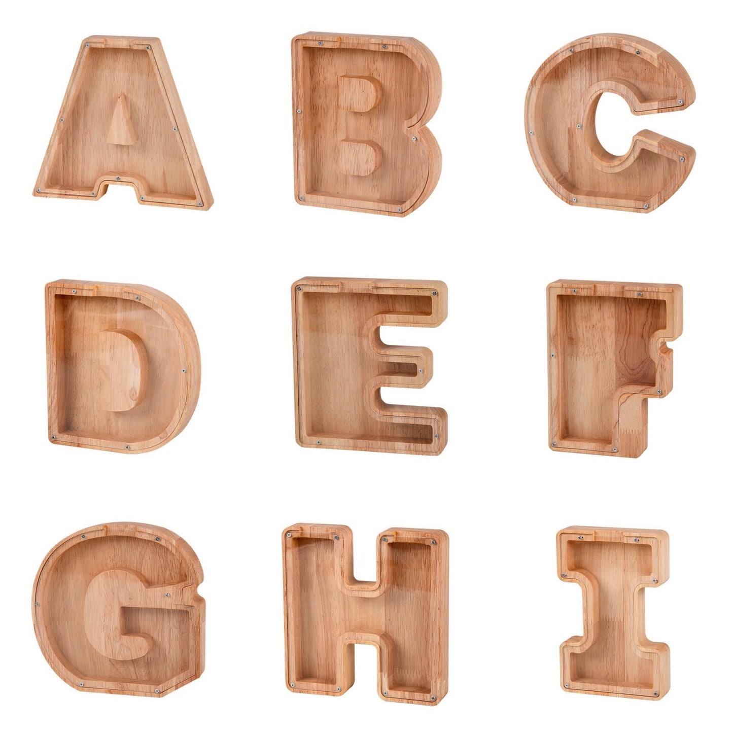 Wooden initial piggy bank