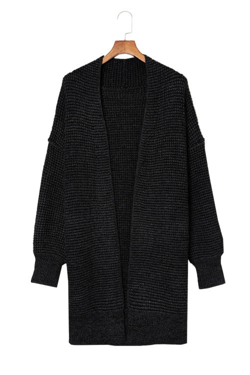 Grey Plaid Contrast Trim Casual Knit Cardigan for Women
