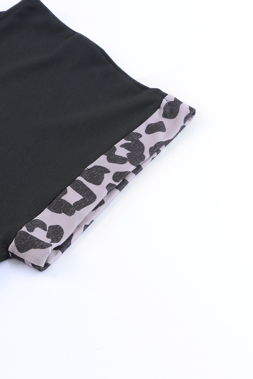 Black Half Leopard Patchwork Plus Size T-shirt