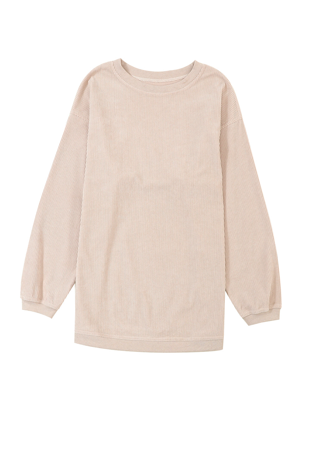 Strawberry Pink Ribbed Corded Oversized Sweatshirt