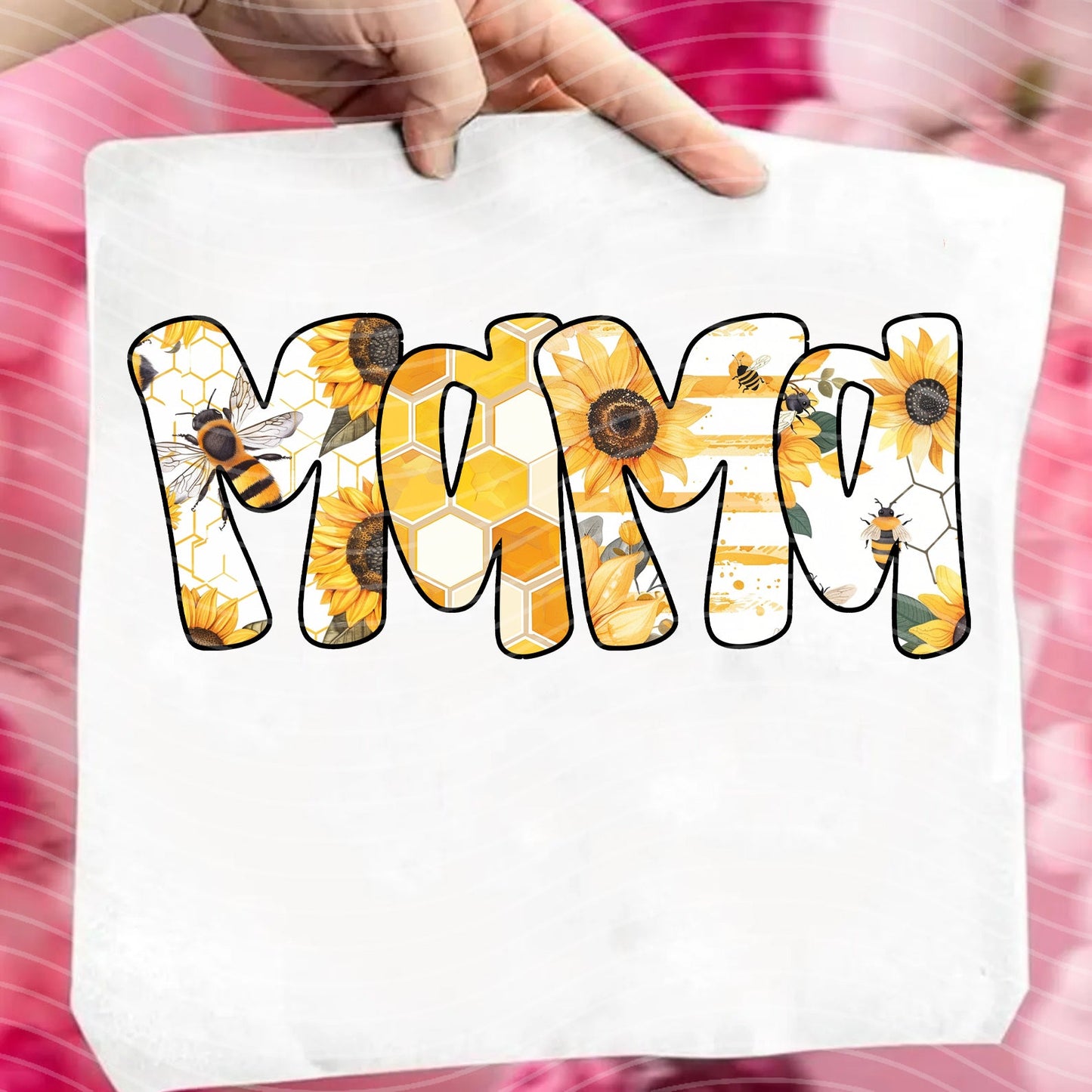 Mama Bee Sunflower Name Graphic Tee