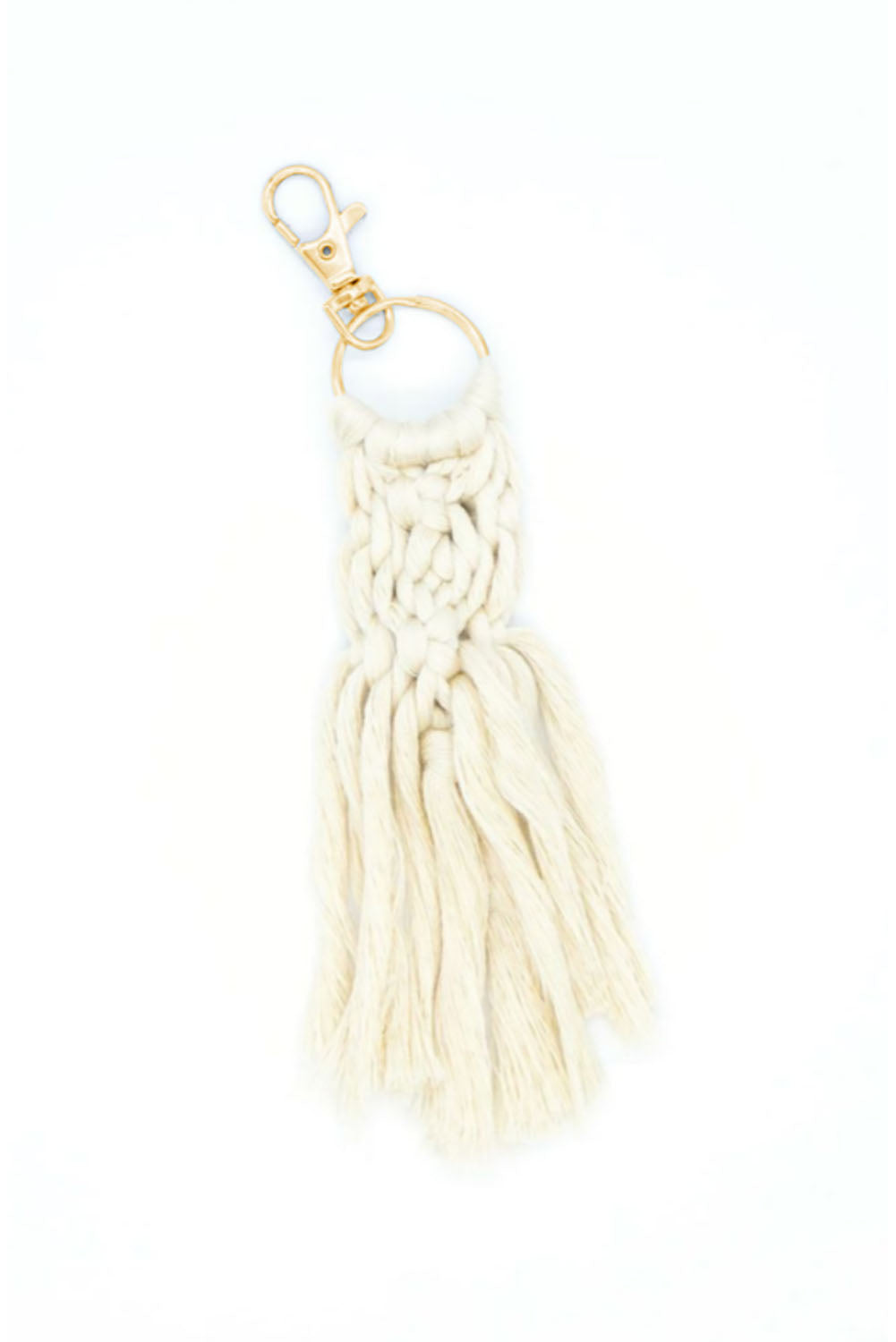 Beige Tassel Braided Keychain