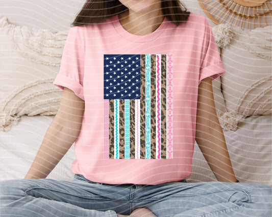 Leopard and Lace Flag Graphic Tee