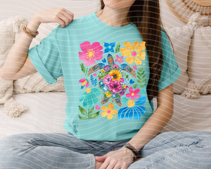 Floral Sea Turtle Graphic Tee