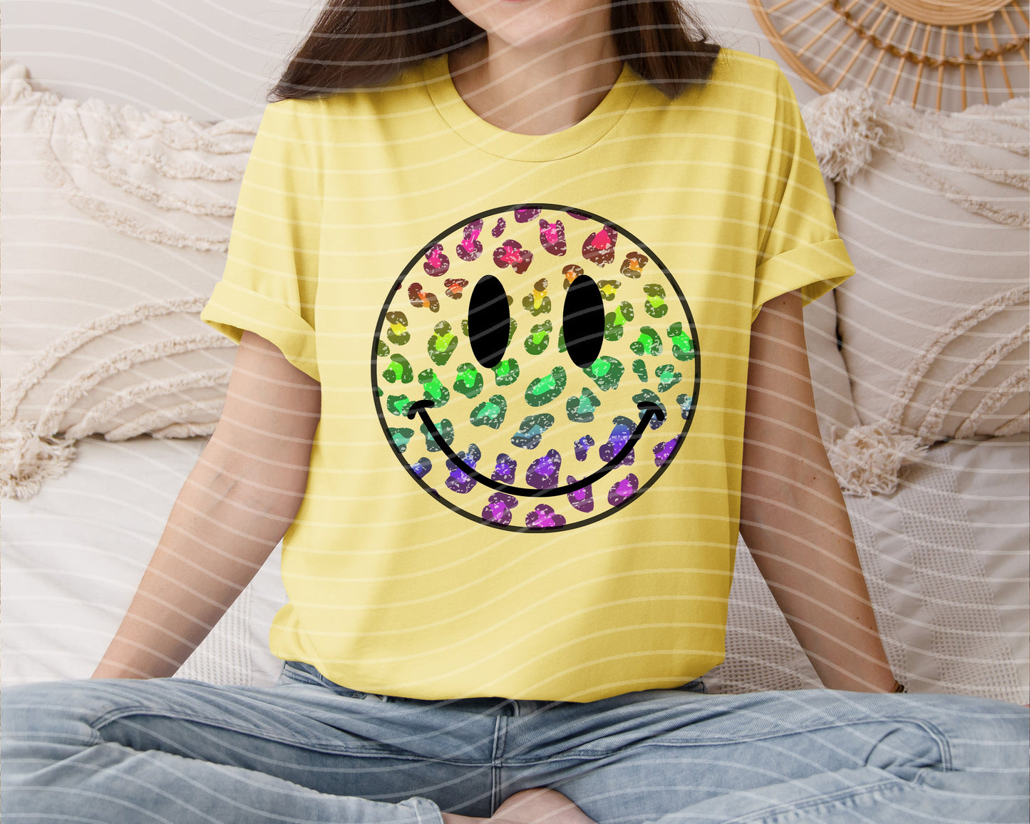 Leopard Happy Face Graphic Tee