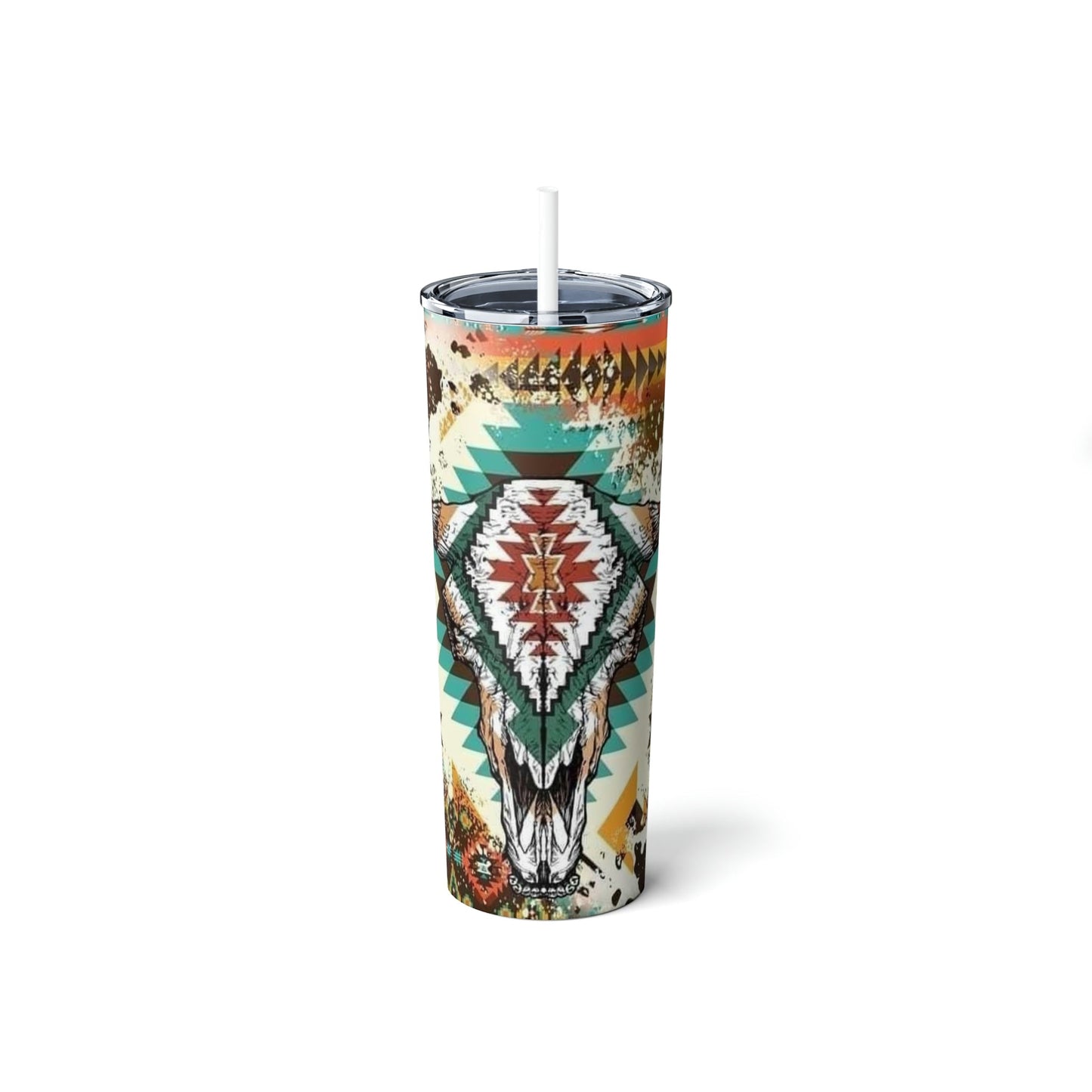 Western Bull Skull Skinny Tumbler