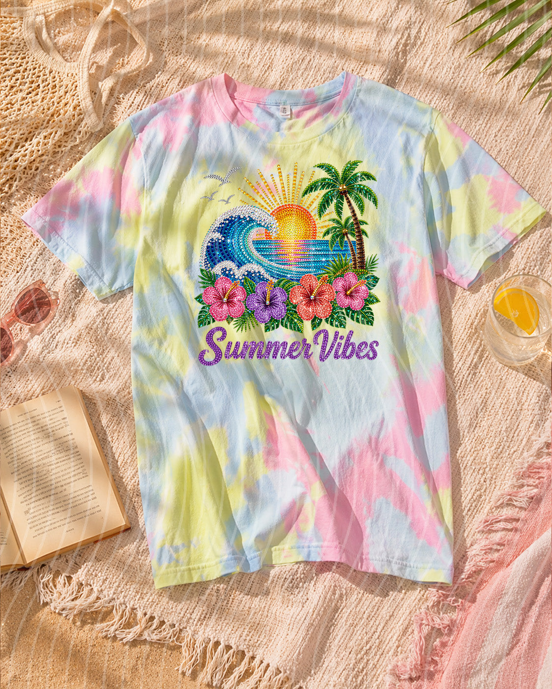 Rhinestone Summer Vibes Graphic Tee