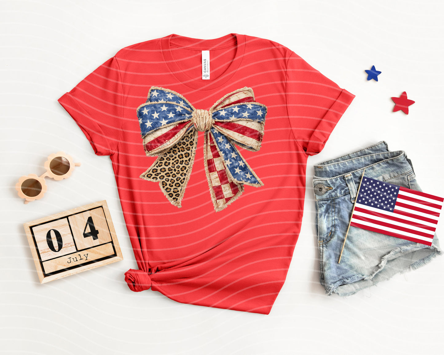 Leopard Flag Bow Graphic Tee