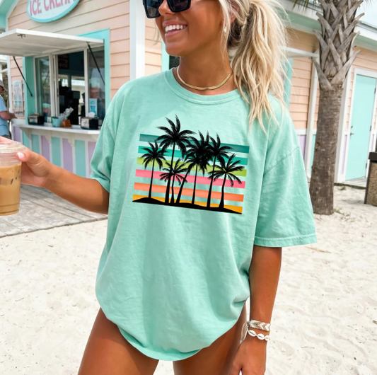 Palms Stripes Graphic Tee