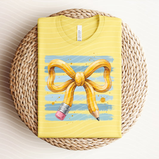 Pencil Bow Stripes Graphic Tee