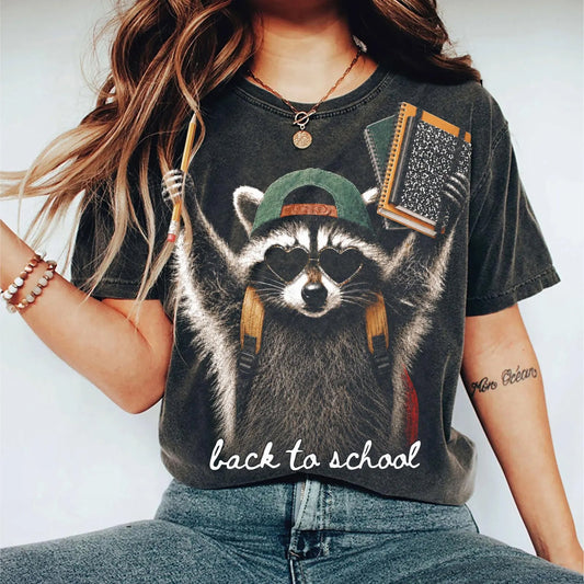 Back to School Raccoon Graphic Tee