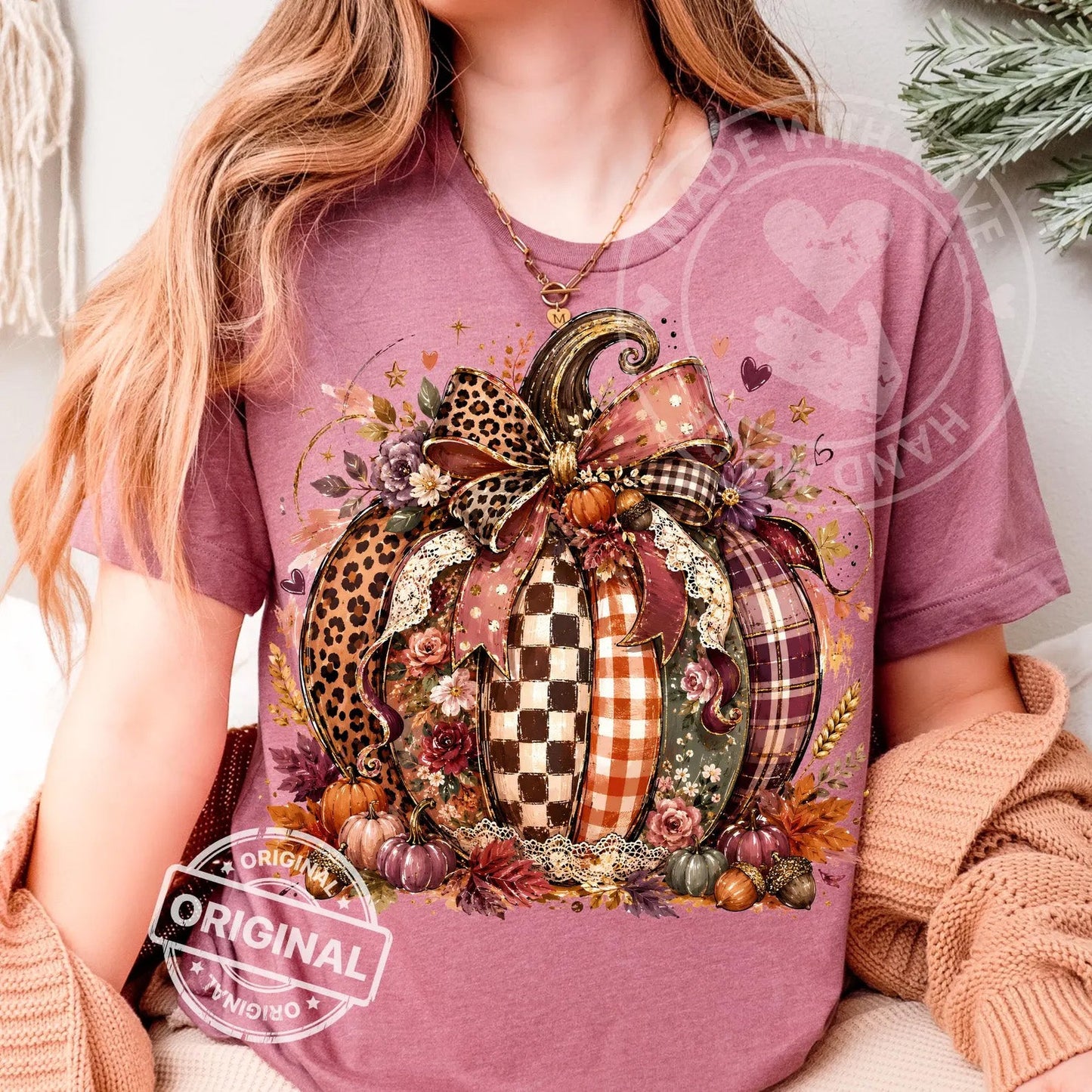 Mauve Floral Pumpkin Graphic Tee