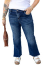 Dirty Blue Distressed Hem Plus Size Flared Jeans