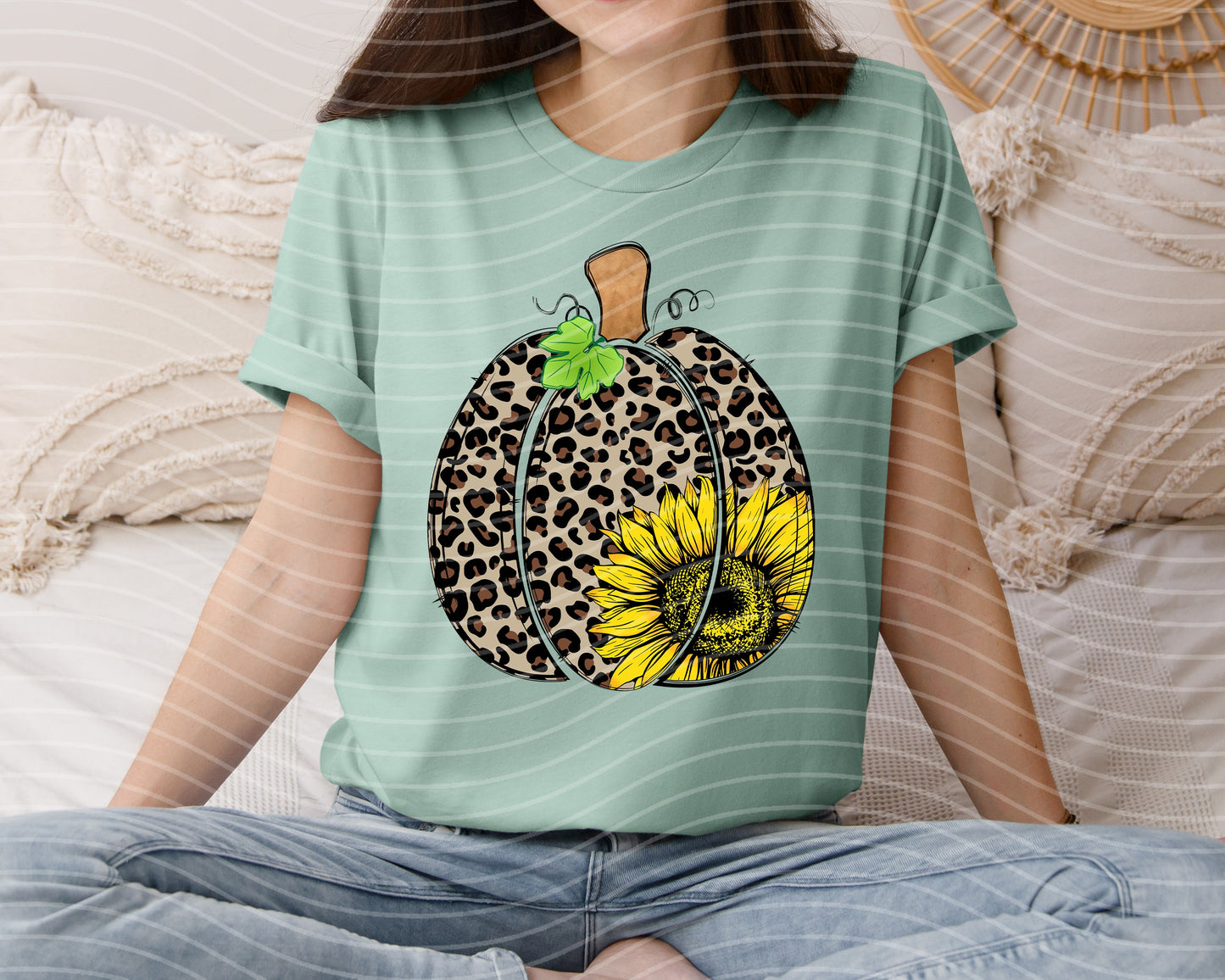 Leopard Sunflower Pumpkin Graphic Tee
