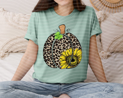 Leopard Sunflower Pumpkin Graphic Tee