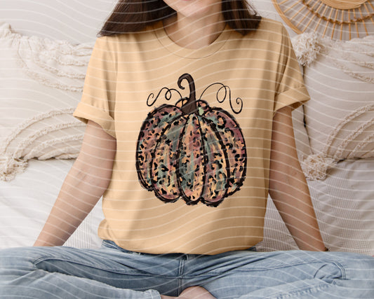 Distressed Leopard Pumpkin Graphic Tee