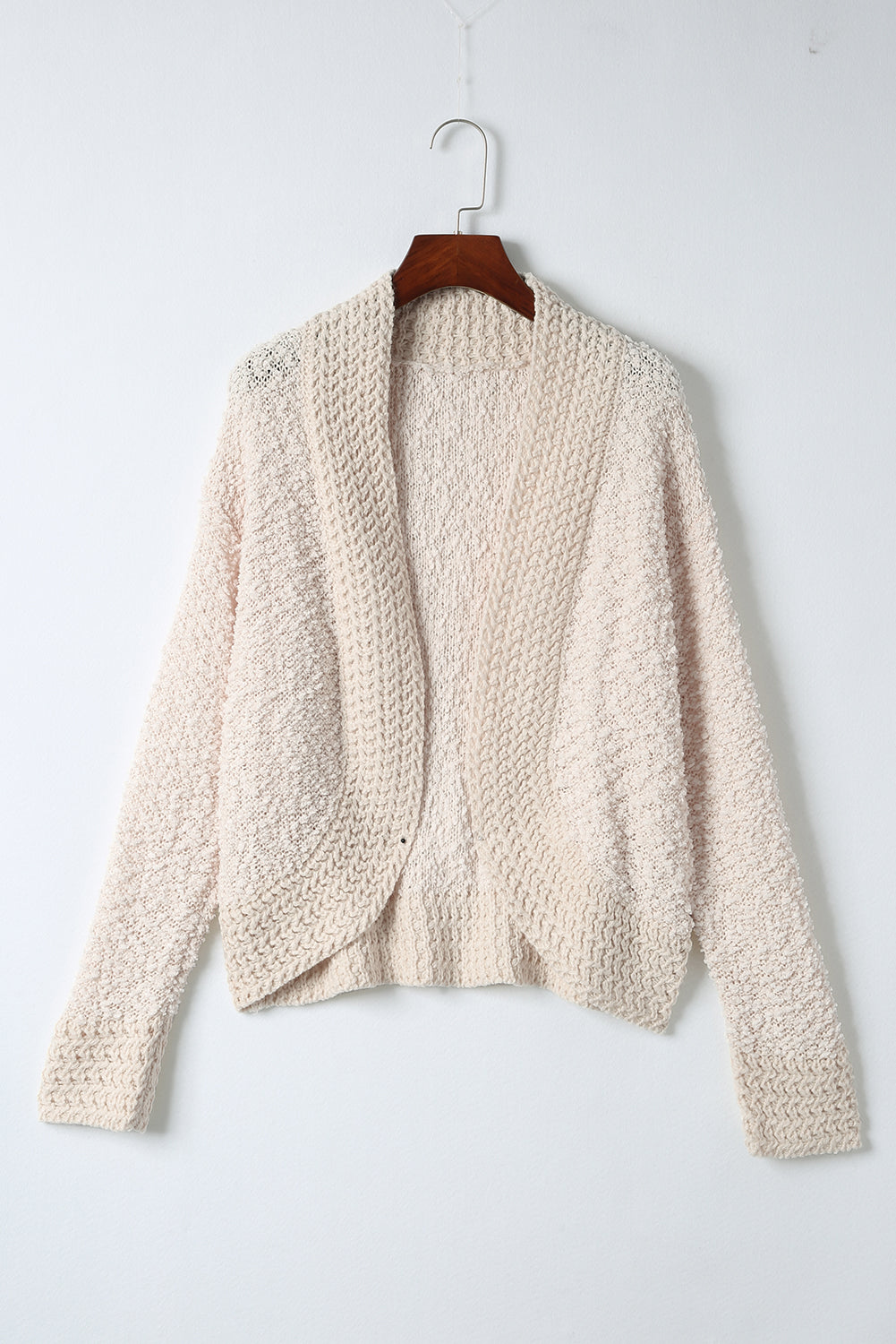 Black Popcorn Knit Open Front Cardigan