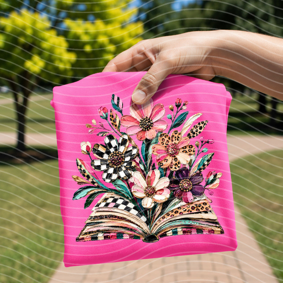 Painted Book Flowers Graphic Tee
