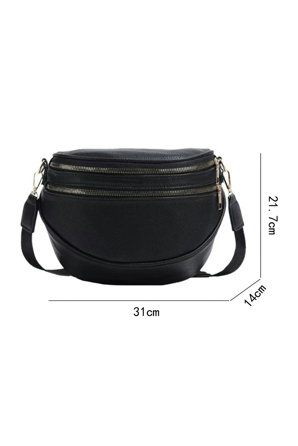 Cinnamon PU Leather Double Zipper Crossbody Bag