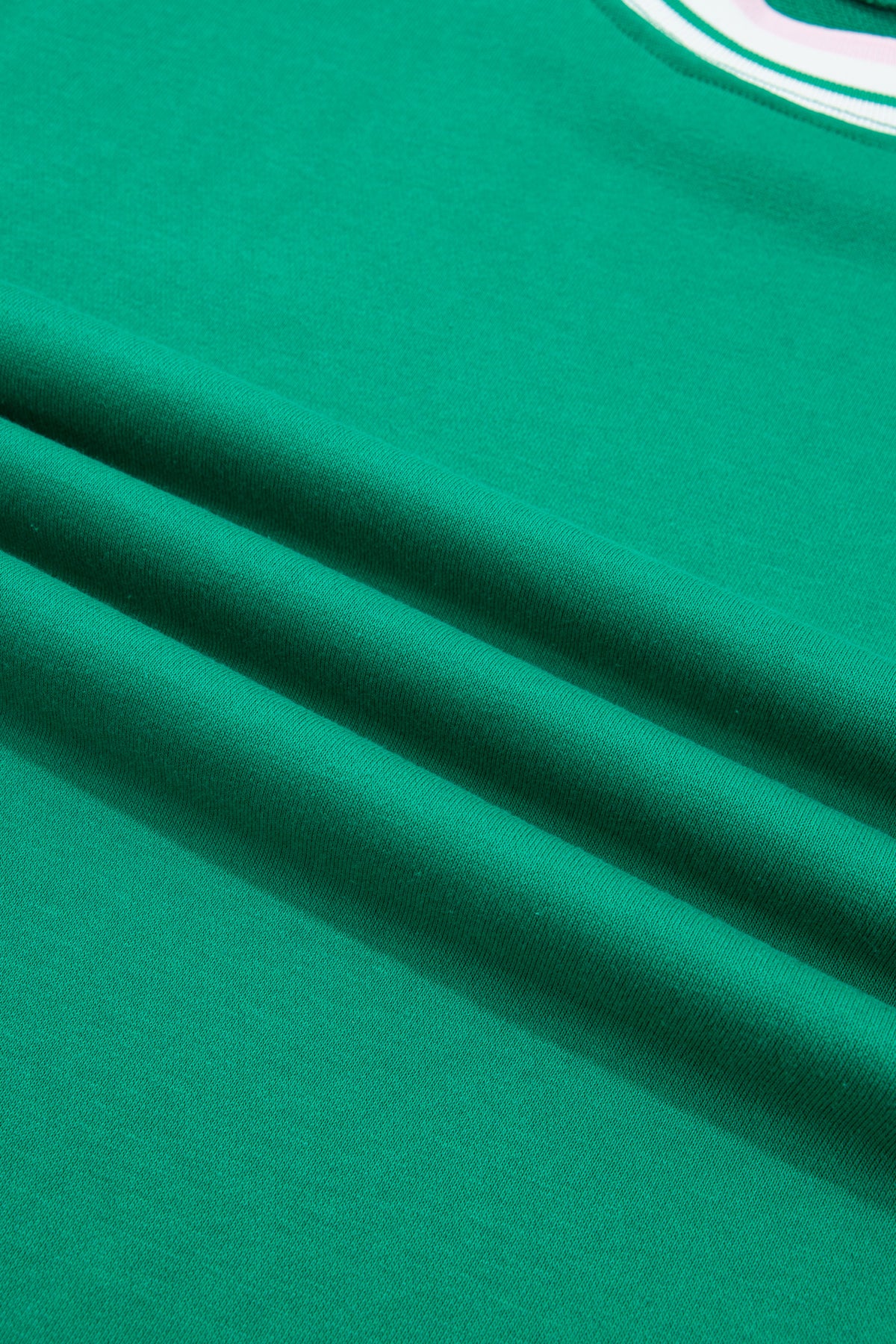 Bright Green Contrast Striped Trim Baggy Pullover Sweatshirt