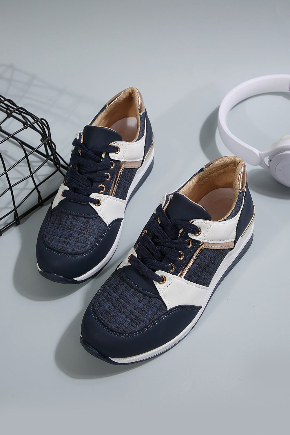 Sail Blue Lace Up Sneakers
