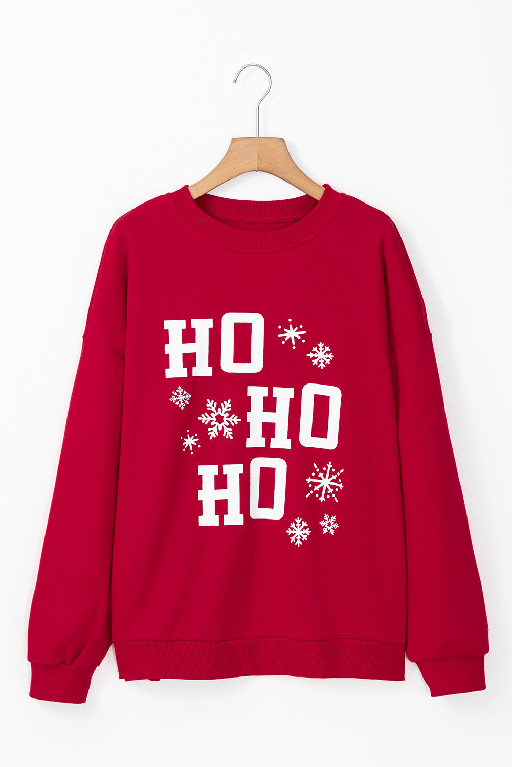 Fiery Red Christmas Ho Ho Ho Graphic Plus Size Sweatshirt