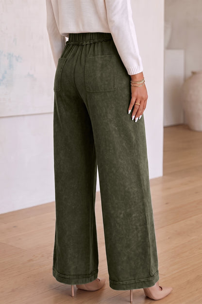 Ashleigh Blue Mineral Wash Seam Detail Flare Leg Drawstring Pants