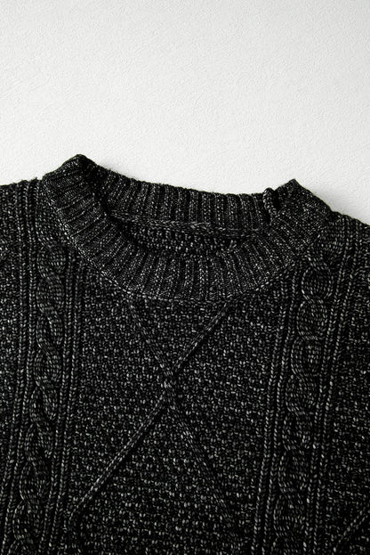 Burgundy Cable Knit Drop Shoulder Loose Fit Sweater Dress